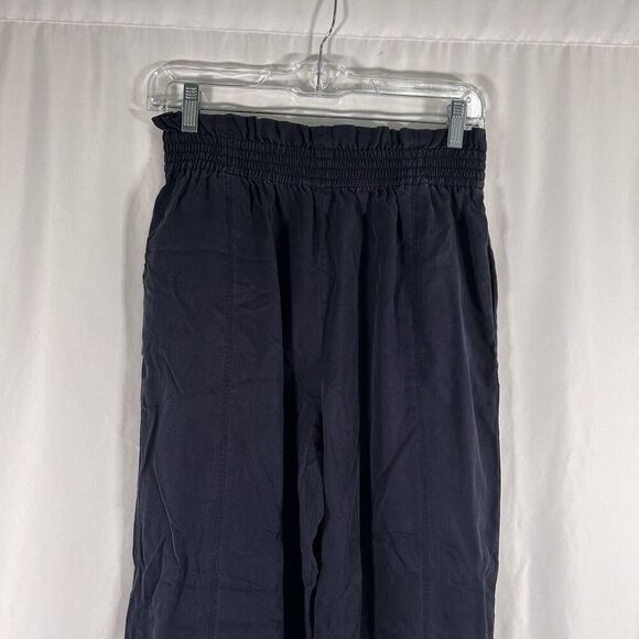 Gianni Bini Silk Blend Pants Women's Medium Navy Blue Pull On Pockets Elastic Wa - Picture 2 of 8